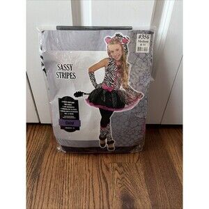 Girls Sassy Stripes Zebra Costume - Medium (8-10) - NWT
